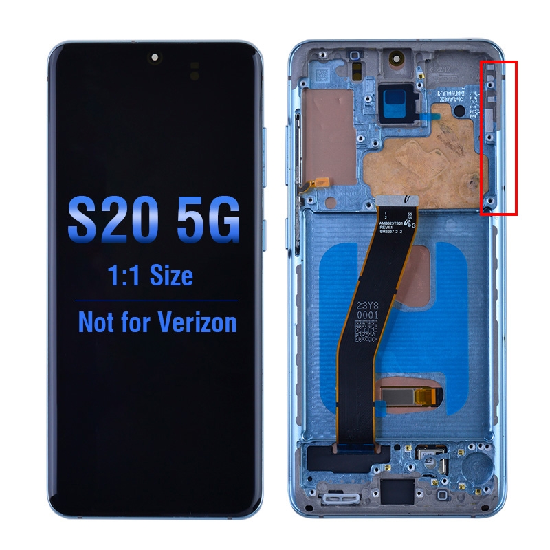 PH-LCD-SS-002843BUE OLED Screen Digitizer with Frame Replacement for Samsung Galaxy S20 5G G981 (Aftermarket)(1:1 Size) - Cloud Blue