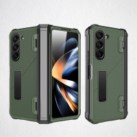 CS-HM-SS-F15 16E01 Kickstand Case with Built-in Screen Protector for Samsung Galaxy Z Fold 5 5G - Green