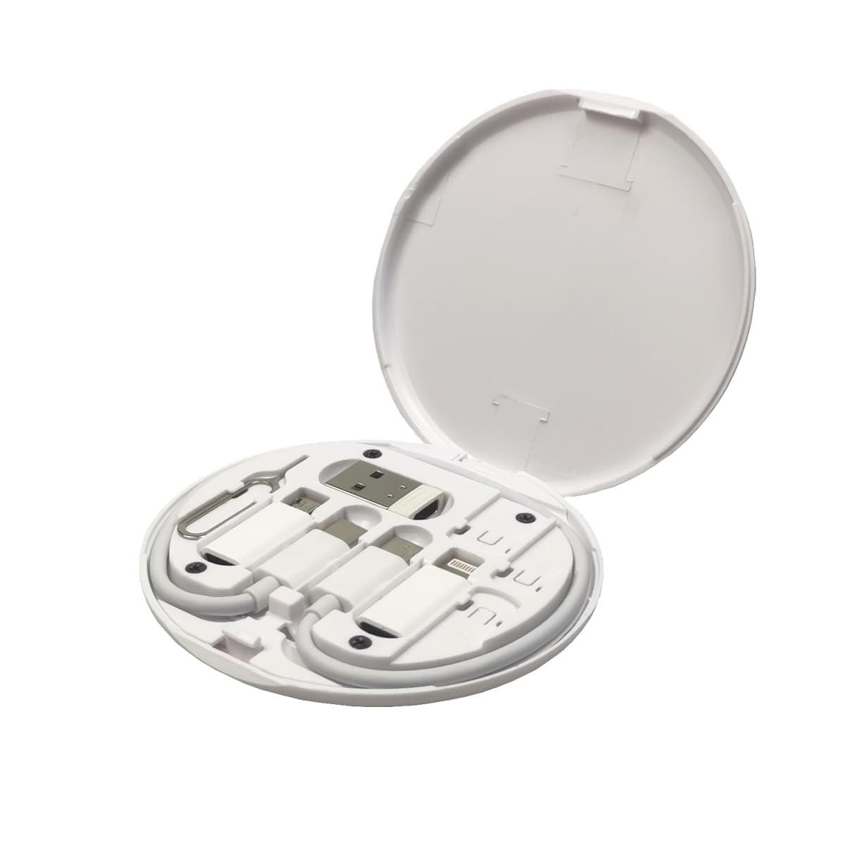 EI-DA-UN-00019WH Storage Box with Multi USB Charging Adapter Cable Kit - White