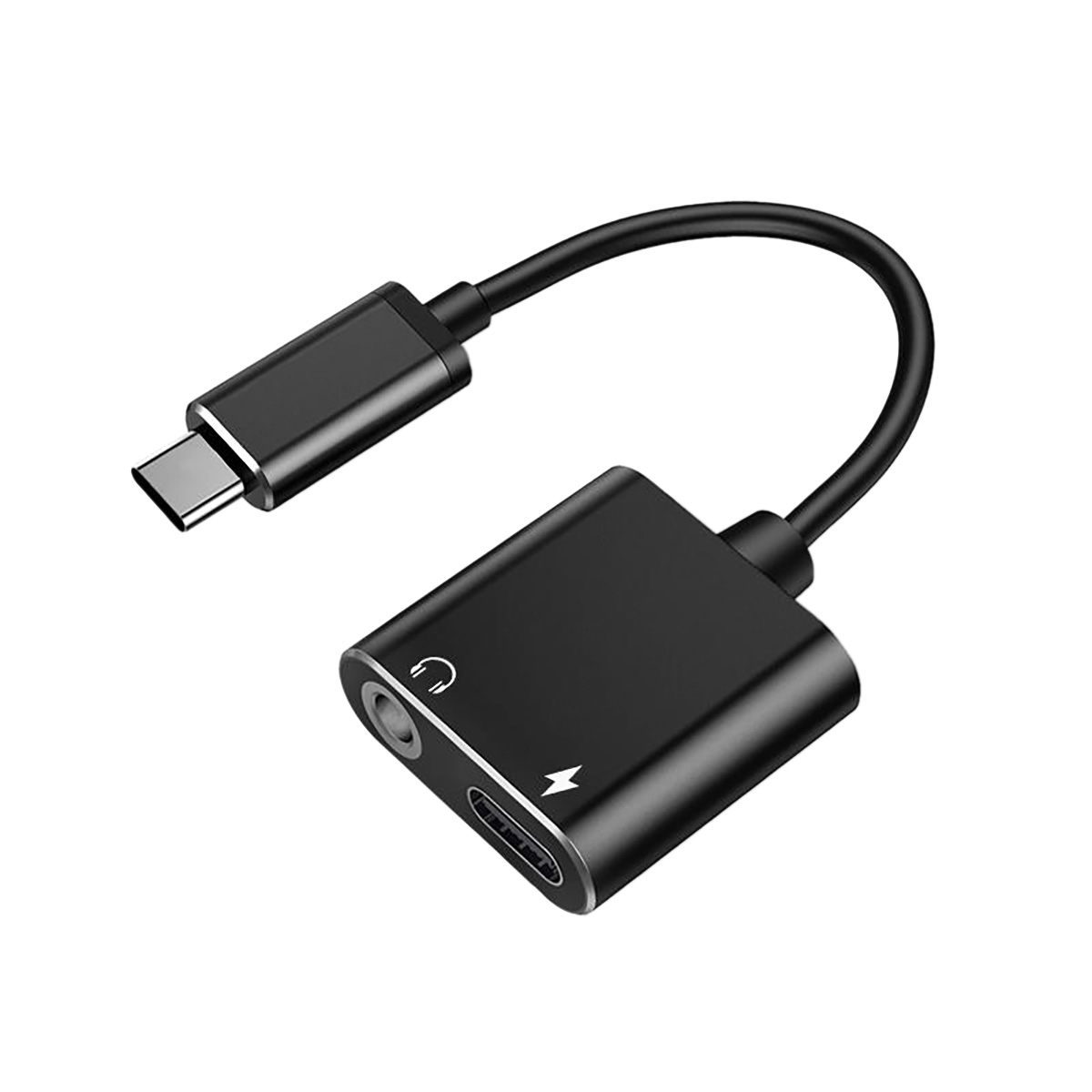 EI-DA-UN-00016BK USB-C to 3.5mm Audio & Chargerr Splitter Adapter Cable for Mobile Phone - Black