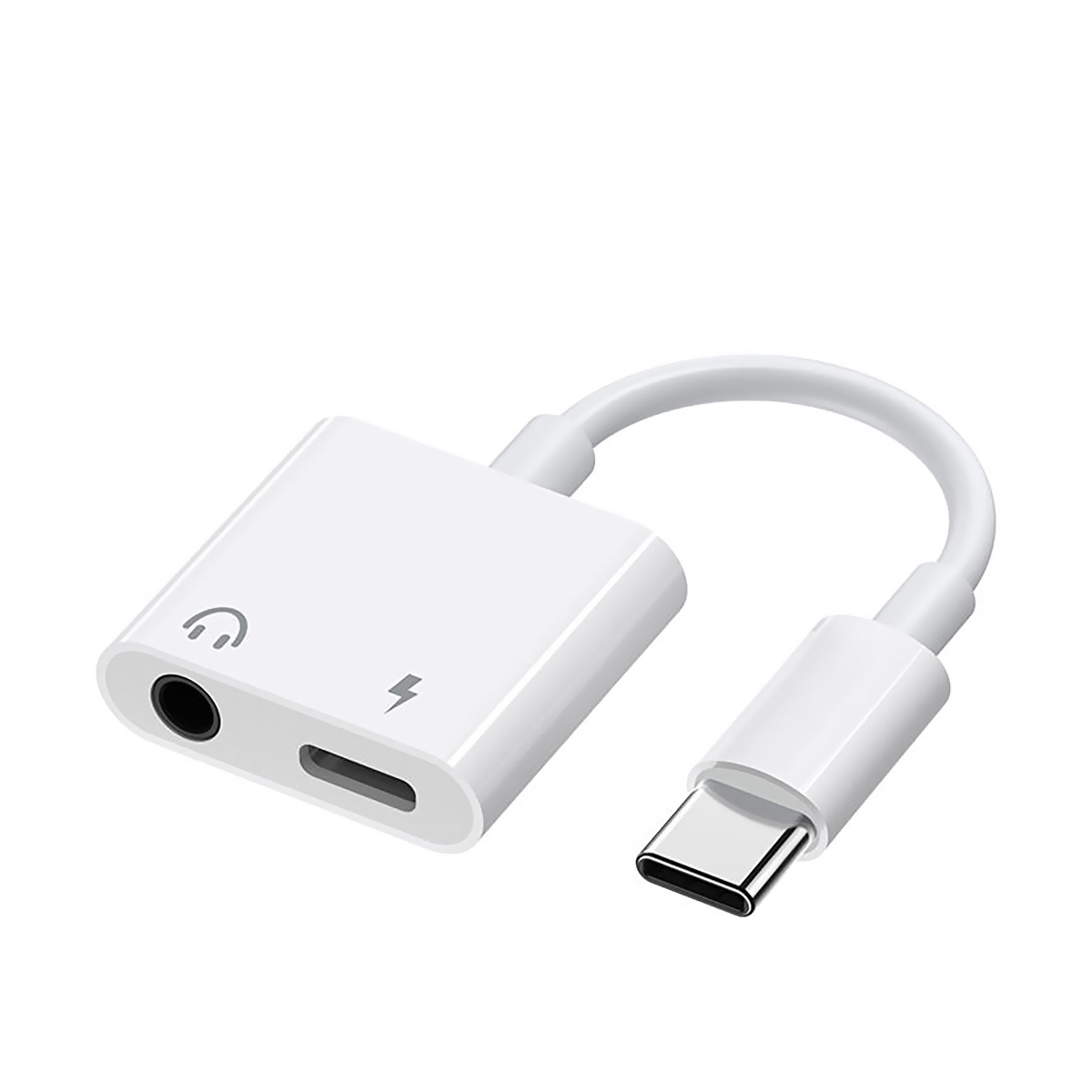 EI-DA-UN-00016WH USB-C to 3.5mm Audio & Chargerr Splitter Adapter Cable for Mobile Phone - White