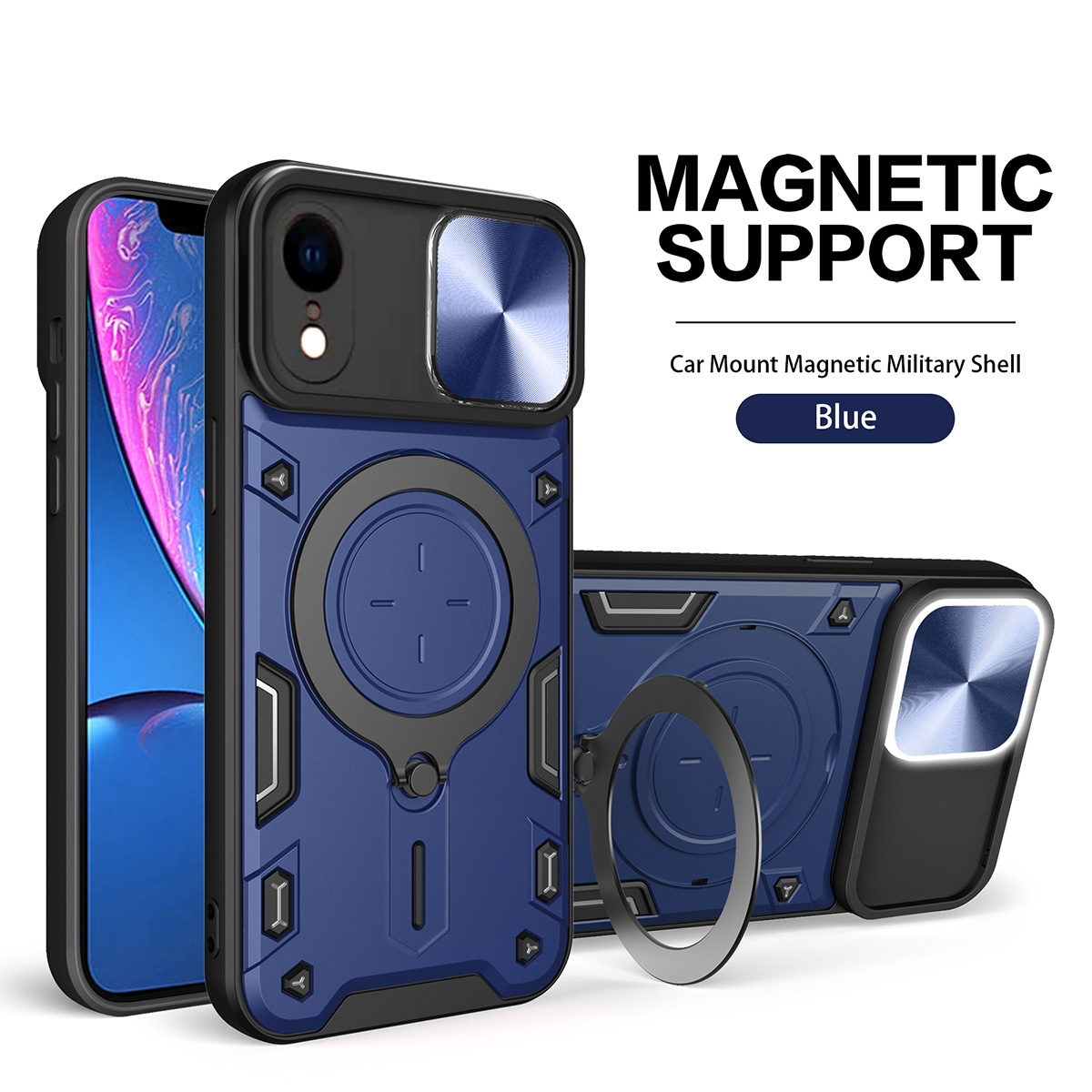 CS-PJ-IP-00044BU 2 in 1 Protect Case with Wireless Charging and Camera Protector for iPhone XR - Blue