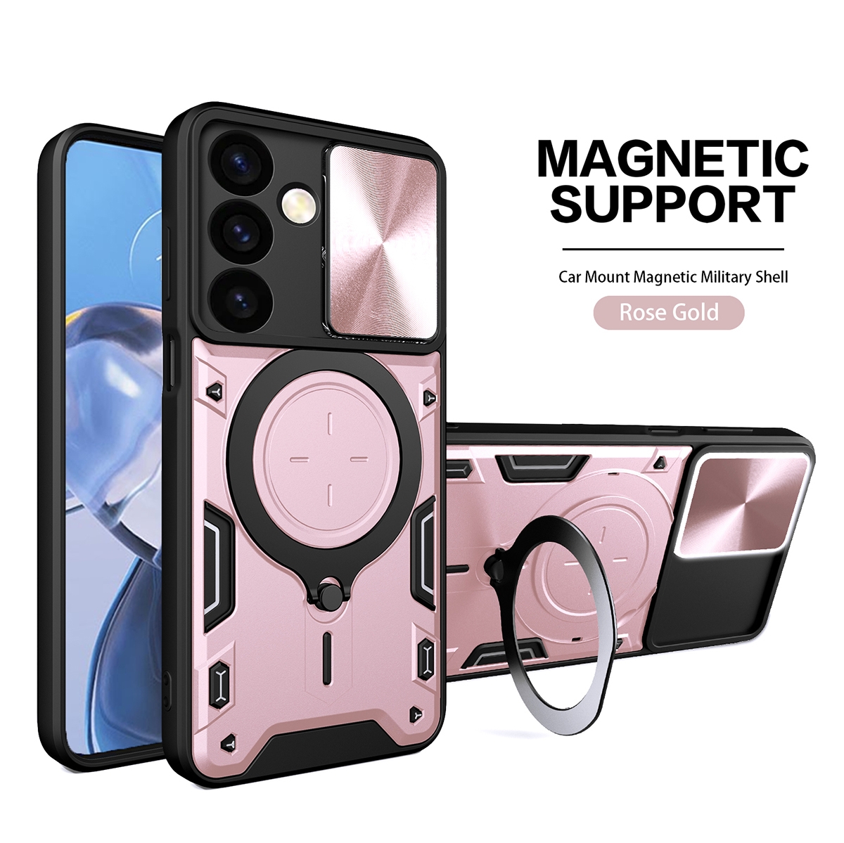 CS-PJ-SS-00012RG 2 in 1 Protect Case with Wireless Charging and Camera Protector for Samsung Galaxy S23 Plus 5G  - Rose Gold