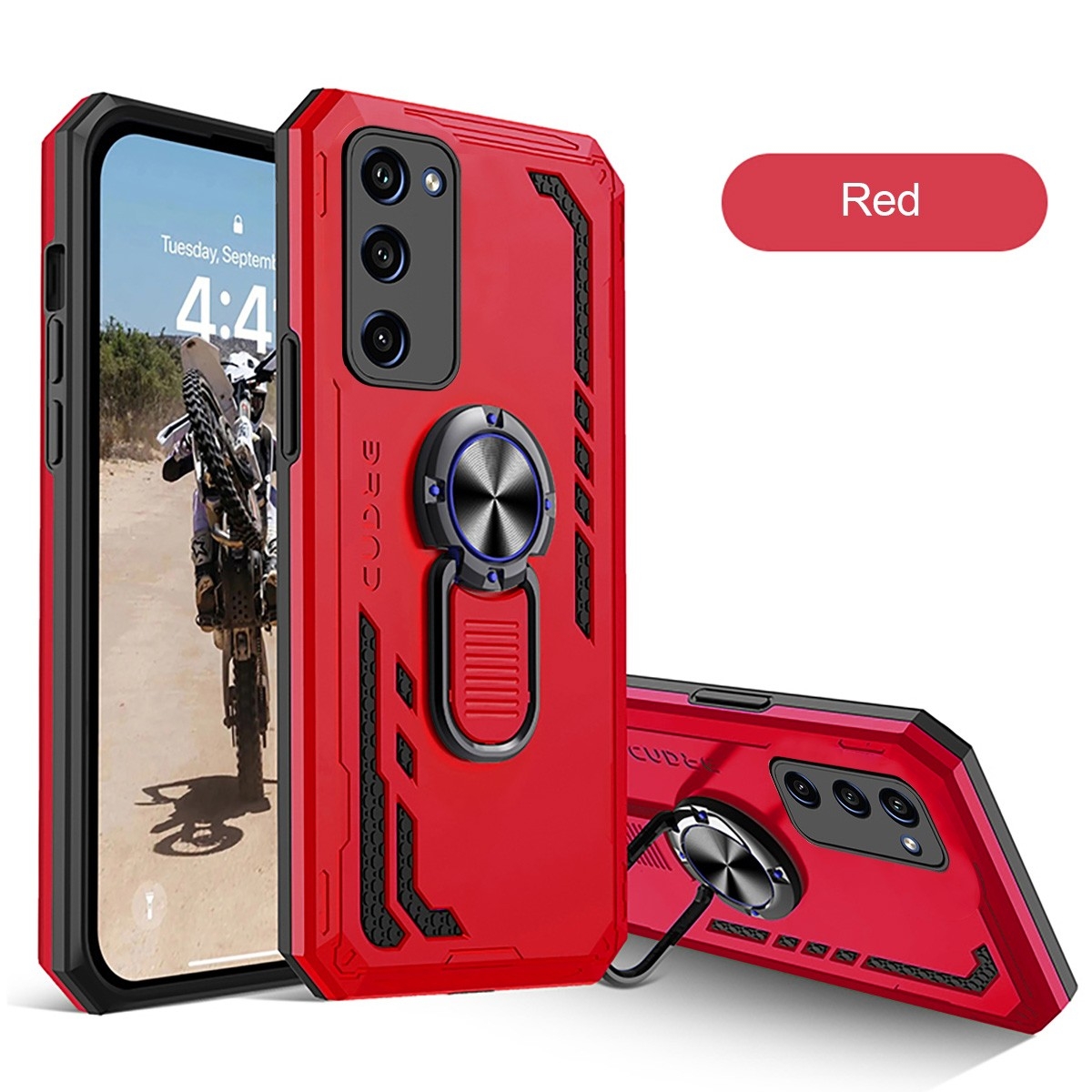 CS-PJ-SS-00011RD 2 in 1 Protect Case with Metal Ring for Samsung Galaxy S23 FE 5G - Red