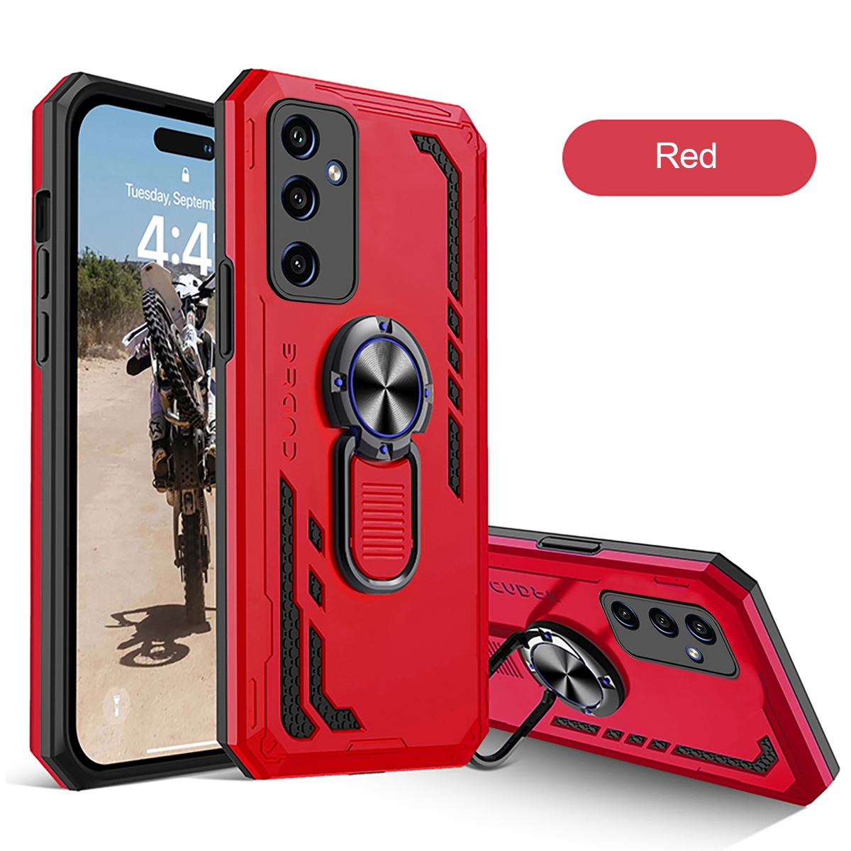 CS-PJ-SS-00003RD 2 in 1 Protect Case with Metal Ring for Samsung Galaxy S24 Plus 5G - Red