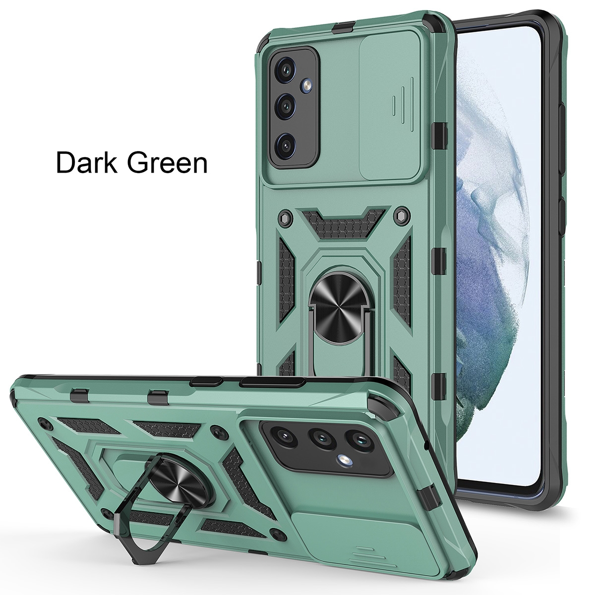 CS-PJ-SS-00019GR 2 in 1 Protect Case with Metal Ring and Camera Protector for Samsung Galaxy S23 Plus 5G - Green