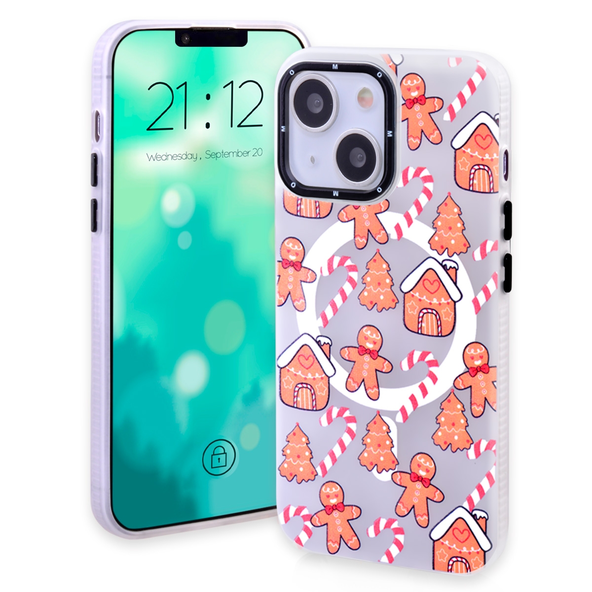 CS-TP-IP-00023I Magnetic TPU Case with Cute Merry Christmas Pattern for iPhone 13/ 14