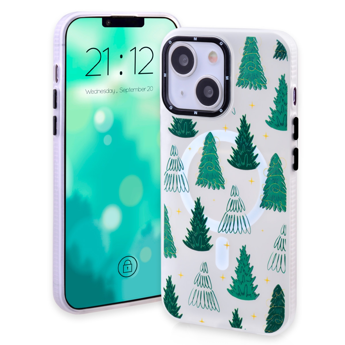 CS-TP-IP-00023B Magnetic TPU Case with Cute Merry Christmas Pattern for iPhone 13/ 14