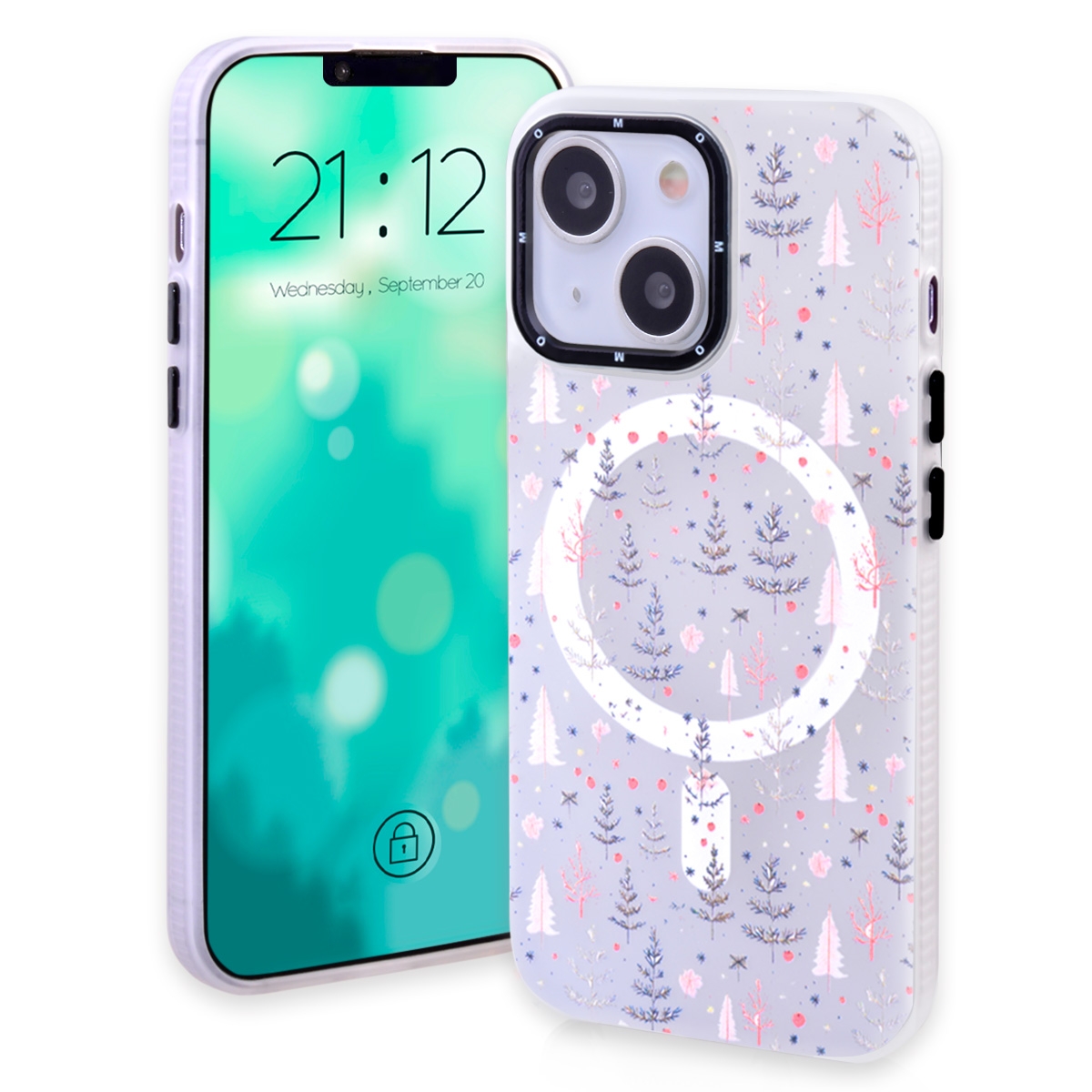 CS-TP-IP-00023F Magnetic TPU Case with Cute Merry Christmas Pattern for iPhone 13/ 14