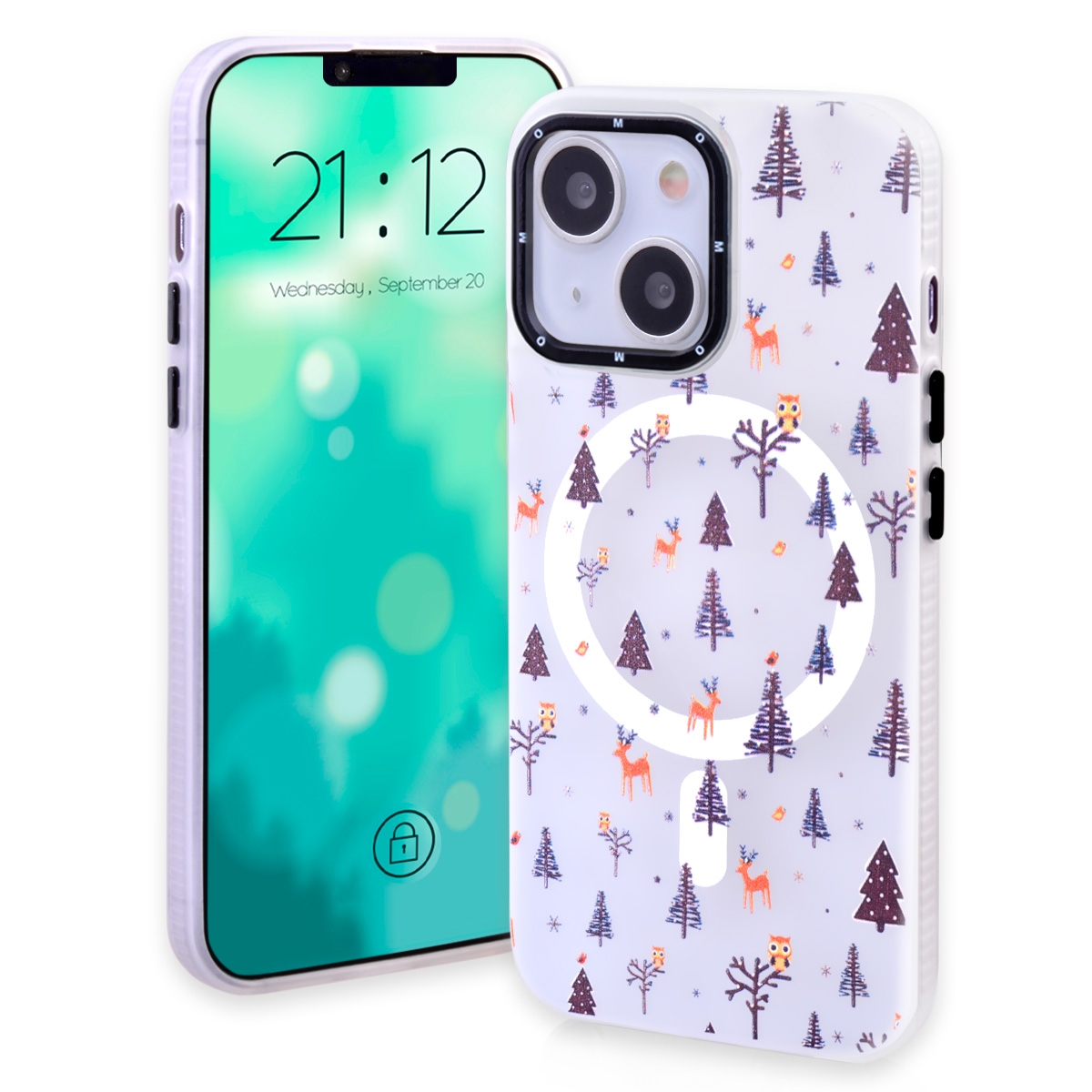 CS-TP-IP-00023G Magnetic TPU Case with Cute Merry Christmas Pattern for iPhone 13/ 14