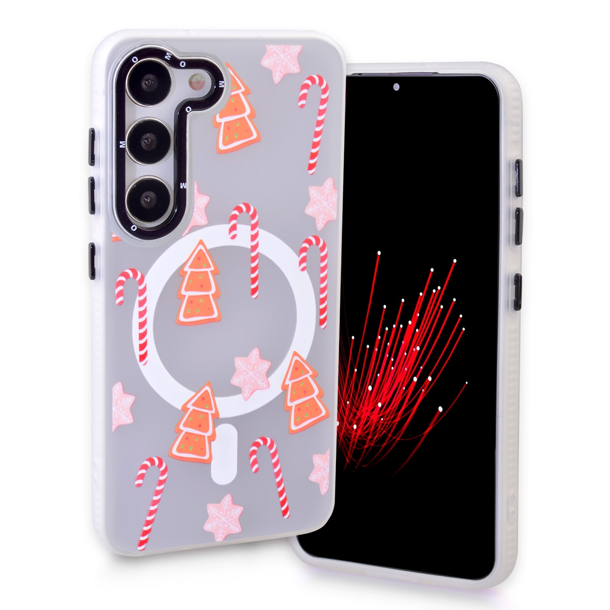 CS-TP-SS-00006A Magnetic TPU Case with Cute Merry Christmas Pattern for Samsung Galaxy S24 / S25