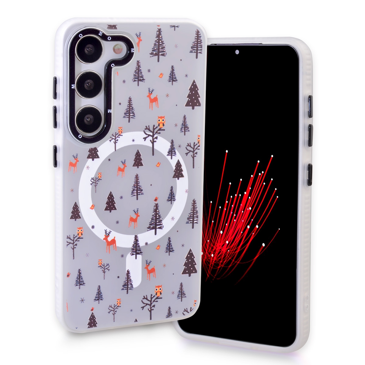 CS-TP-SS-00006G Magnetic TPU Case with Cute Merry Christmas Pattern for Samsung Galaxy S24 / S25