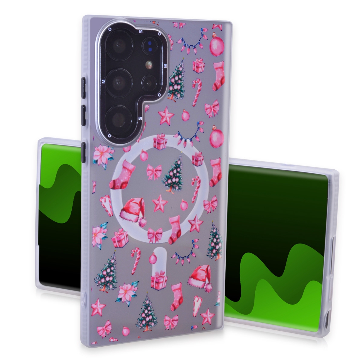 CS-TP-SS-00008H Magnetic TPU Case with Cute Merry Christmas Pattern for Samsung Galaxy S24 Ultra