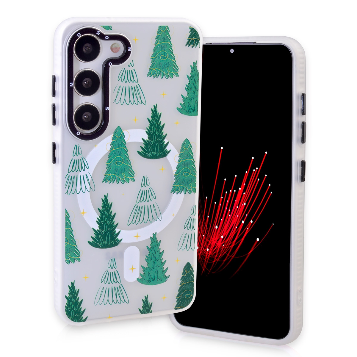 CS-TP-SS-00006B Magnetic TPU Case with Cute Merry Christmas Pattern for Samsung Galaxy S24 / S25