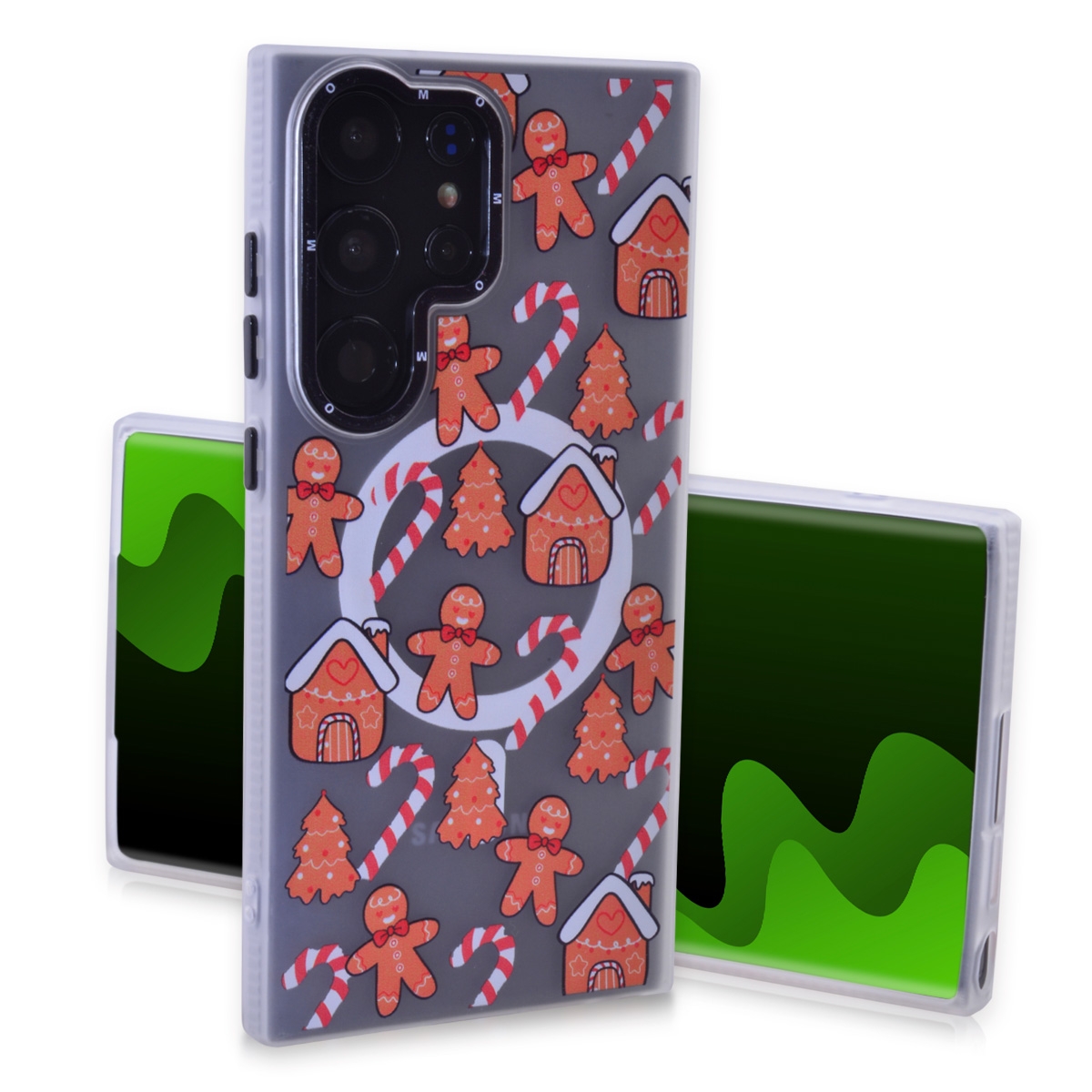 CS-TP-SS-00005I Magnetic TPU Case with Cute Merry Christmas Pattern for Samsung Galaxy S23 Ultra