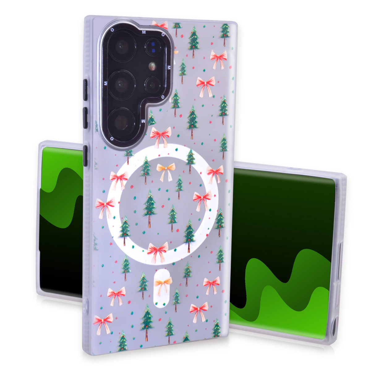 CS-TP-SS-00005C Magnetic TPU Case with Cute Merry Christmas Pattern for Samsung Galaxy S23 Ultra