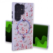 CS-TP-SS-00008D Magnetic TPU Case with Cute Merry Christmas Pattern for Samsung Galaxy S24 Ultra