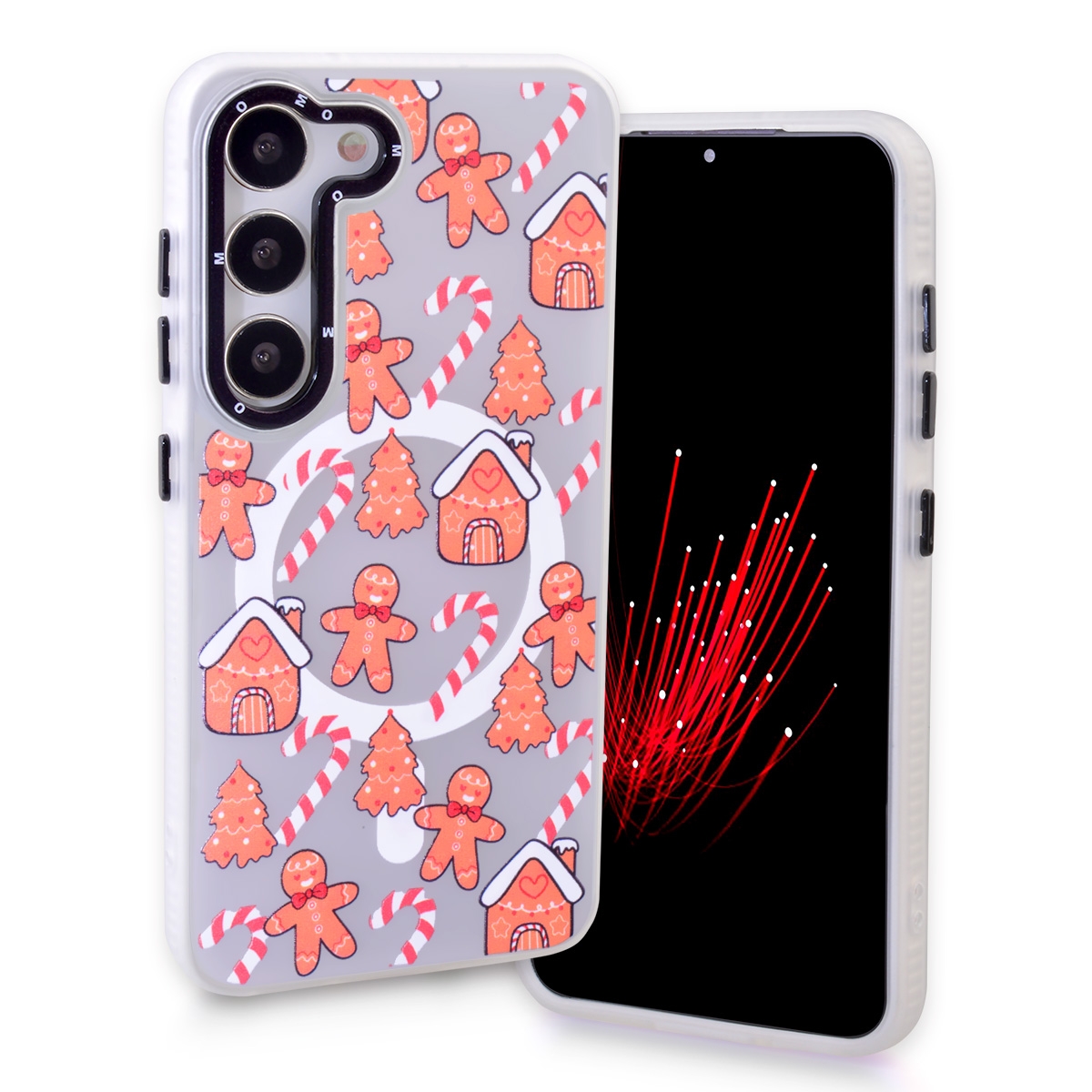 CS-TP-SS-00004I Magnetic TPU Case with Cute Merry Christmas Pattern for Samsung Galaxy S23 Plus