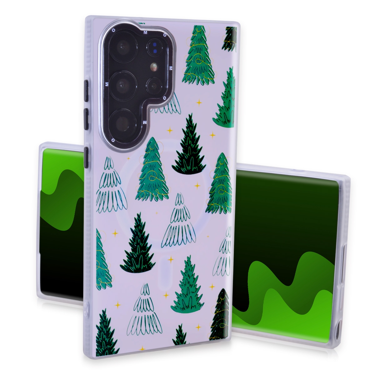 CS-TP-SS-00005B Magnetic TPU Case with Cute Merry Christmas Pattern for Samsung Galaxy S23 Ultra