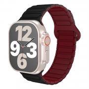 MT-WB-IP-00023BKRD Magnetic Silicone Watch Band for Apple iWatch 38/40/41mm - Black and Claret