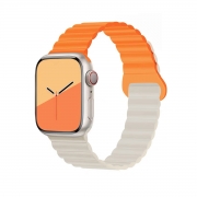 MT-WB-IP-00025ORCR Magnetic Silicone Watch Band for Apple iWatch 38/40/41mm - Orange and Cream