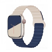 MT-WB-IP-00025DBCR Magnetic Silicone Watch Band for Apple iWatch 38/40/41mm - Dark Blue and Cream