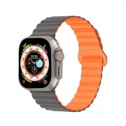 MT-WB-IP-00025GYOR Magnetic Silicone Watch Band for Apple iWatch 38/40/41mm - Gray and Orange